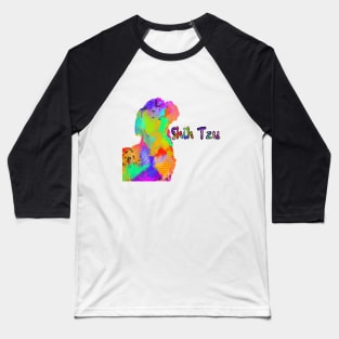 Shih Tzu Colorful Doggie Baseball T-Shirt